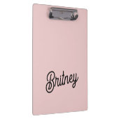 Modern Blush Dusty Roze Monogram en Naam Klembord (Rechts)