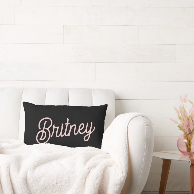 Modern Blush Dusty Roze Monogram en Naam Kussen (Bank)