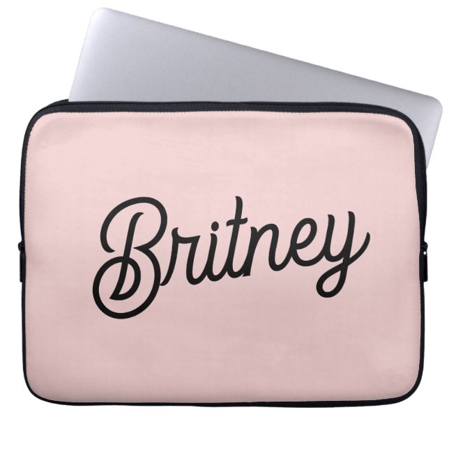 Modern Blush Dusty Roze Monogram en Naam Laptop Sleeve (Voorkant)