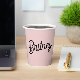 Modern Blush Dusty Roze Monogram en Naam Papieren Bekers