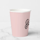 Modern Blush Dusty Roze Monogram en Naam Papieren Bekers (Rechts)