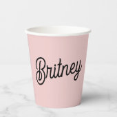 Modern Blush Dusty Roze Monogram en Naam Papieren Bekers (Voorkant)