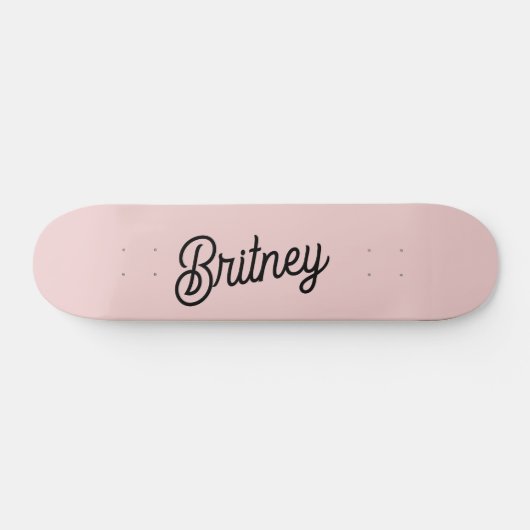 Modern Blush Dusty Roze Monogram en Naam Persoonlijk Skateboard (Horizontaal)