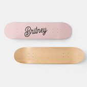 Modern Blush Dusty Roze Monogram en Naam Persoonlijk Skateboard (Horizontaal)