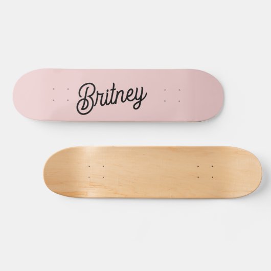 Modern Blush Dusty Roze Monogram en Naam Persoonlijk Skateboard (Horizontaal)