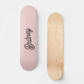 Modern Blush Dusty Roze Monogram en Naam Persoonlijk Skateboard (Voorkant)