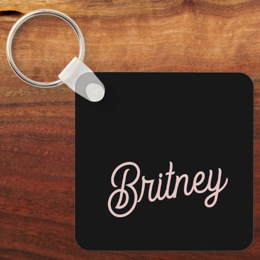 Modern Blush Dusty Roze Monogram en Naam Sleutelhanger (Voorkant)