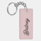 Modern Blush Dusty Roze Monogram en Naam Sleutelhanger (Voorkant Links)
