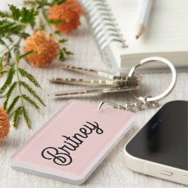 Modern Blush Dusty Roze Monogram en Naam Sleutelhanger