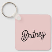 Modern Blush Dusty Roze Monogram en Naam Sleutelhanger (Voorkant)
