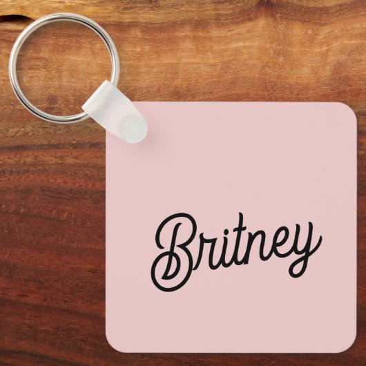 Modern Blush Dusty Roze Monogram en Naam Sleutelhanger (Voorkant)