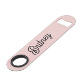 Modern Blush Dusty Roze Monogram en Naam Speed Flessenopener (Voorkant Gekanteld)
