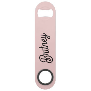 Modern Blush Dusty Roze Monogram en Naam Speed Flessenopener