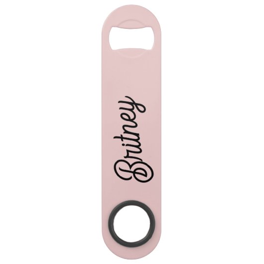 Modern Blush Dusty Roze Monogram en Naam Speed Flessenopener (Voorkant)