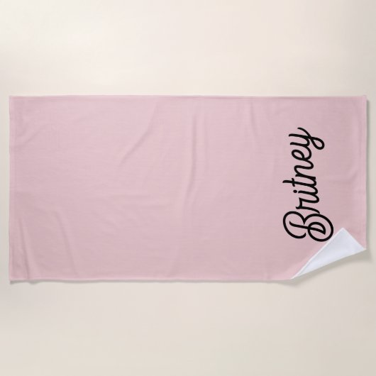 Modern Blush Dusty Roze Monogram en Naam Strandlaken (Voorkant)