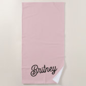 Modern Blush Dusty Roze Monogram en Naam Strandlaken (Voorkant)