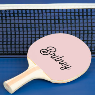 Modern Blush Dusty Roze Monogram en Naam Tafeltennisbatje