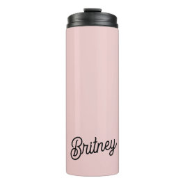 Modern Blush Dusty Roze Monogram en Naam Thermosbeker