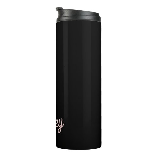 Modern Blush Dusty Roze Monogram en Naam Thermosbeker (Geroteerd rechts)