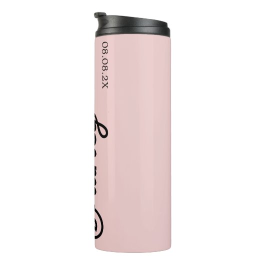 Modern Blush Dusty Roze Monogram en Naam Thermosbeker (Geroteerd rechts)