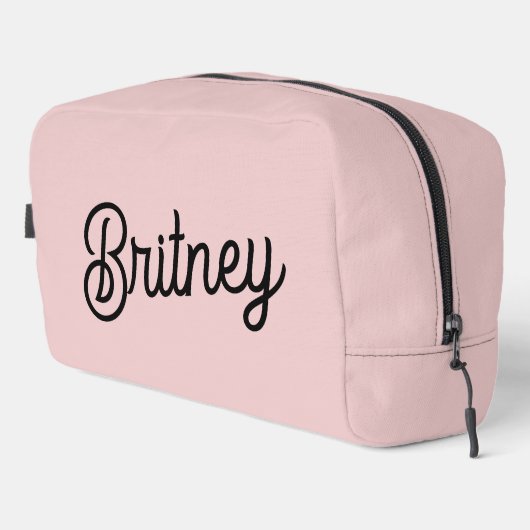 Modern Blush Dusty Roze Monogram en Naam Toilettasje (Rechterhoek)