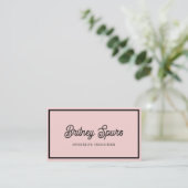 Modern Blush Dusty Roze Monogram en Naam Visitekaartje (Staand voorkant)