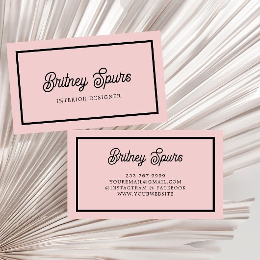Modern Blush Dusty Roze Monogram en Naam Visitekaartje