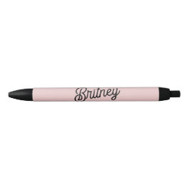 Modern Blush Dusty Roze Monogram en Naam Zwarte Inkt Pen