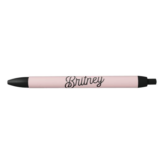 Modern Blush Dusty Roze Monogram en Naam Zwarte Inkt Pen (Voorkant)