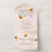 Modern Blush Een kleine Sinaasappel Baby shower All In One Uitnodiging (Binnen)