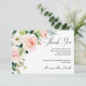 Modern Blush | Elegante bloemenbruiloft dank u Bedankkaart (Staand voorkant)
