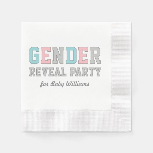 Modern Blush en Aqua Baby Gender Reveal Party Servetten (Voorkant)