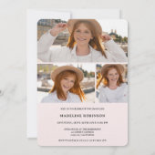 Modern Blush en Black 4 foto's Afstuderen Kaart (Achterkant)