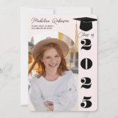 Modern Blush en Black 4 foto's Afstuderen Kaart (Voorkant)
