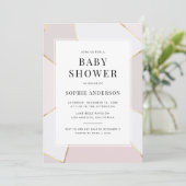 Modern Blush en Gold Foil Geometric Baby shower Kaart (Staand voorkant)