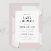 Modern Blush en Gold Foil Geometric Baby shower Kaart (Voorkant / Achterkant)