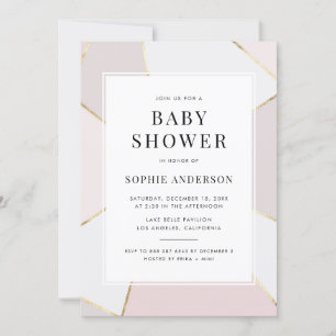 Modern Blush en Gold Foil Geometric Baby shower Kaart