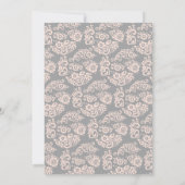 Modern Blush en Gray Floral Heart Bridal Luncheon Kaart (Achterkant)