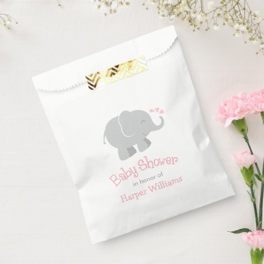 Modern Blush en Grey Olifant Meisje Baby shower Bedankzakje (Gezegeld)