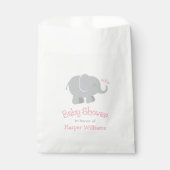 Modern Blush en Grey Olifant Meisje Baby shower Bedankzakje (Voorkant)