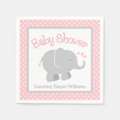 Modern Blush en Grey Olifant Meisje Baby shower Servetten (Voorkant)