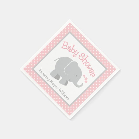 Modern Blush en Grey Olifant Meisje Baby shower Servetten (Hoek)