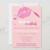 Modern Blush en Hot Pink Girls Night Botox Party Kaart (Voorkant)