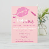 Modern Blush en Hot Pink Girls Night Botox Party Kaart (Staand voorkant)