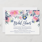 Modern Blush en Navy Bloemen Vrijgezellenfeest Kaart (Voorkant)