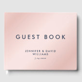 Modern Blush en Navy Blue Wedding Gastenboek (Voorkant)