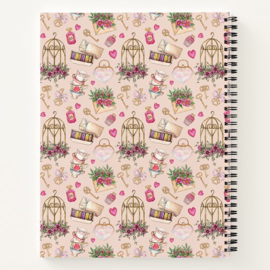 Modern Blush en White Tea Party Bruidsrecept Notitieboek (Achterkant)