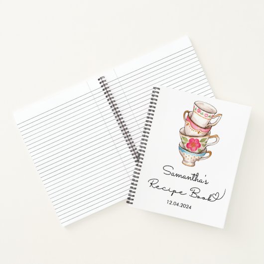 Modern Blush en White Tea Party Bruidsrecept Notitieboek (Binnen)