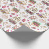 Modern Blush en White Tea Party Cadeaupapier (Hoek)