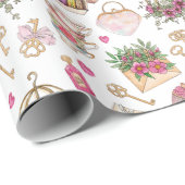 Modern Blush en White Tea Party Cadeaupapier (Rol Hoek)